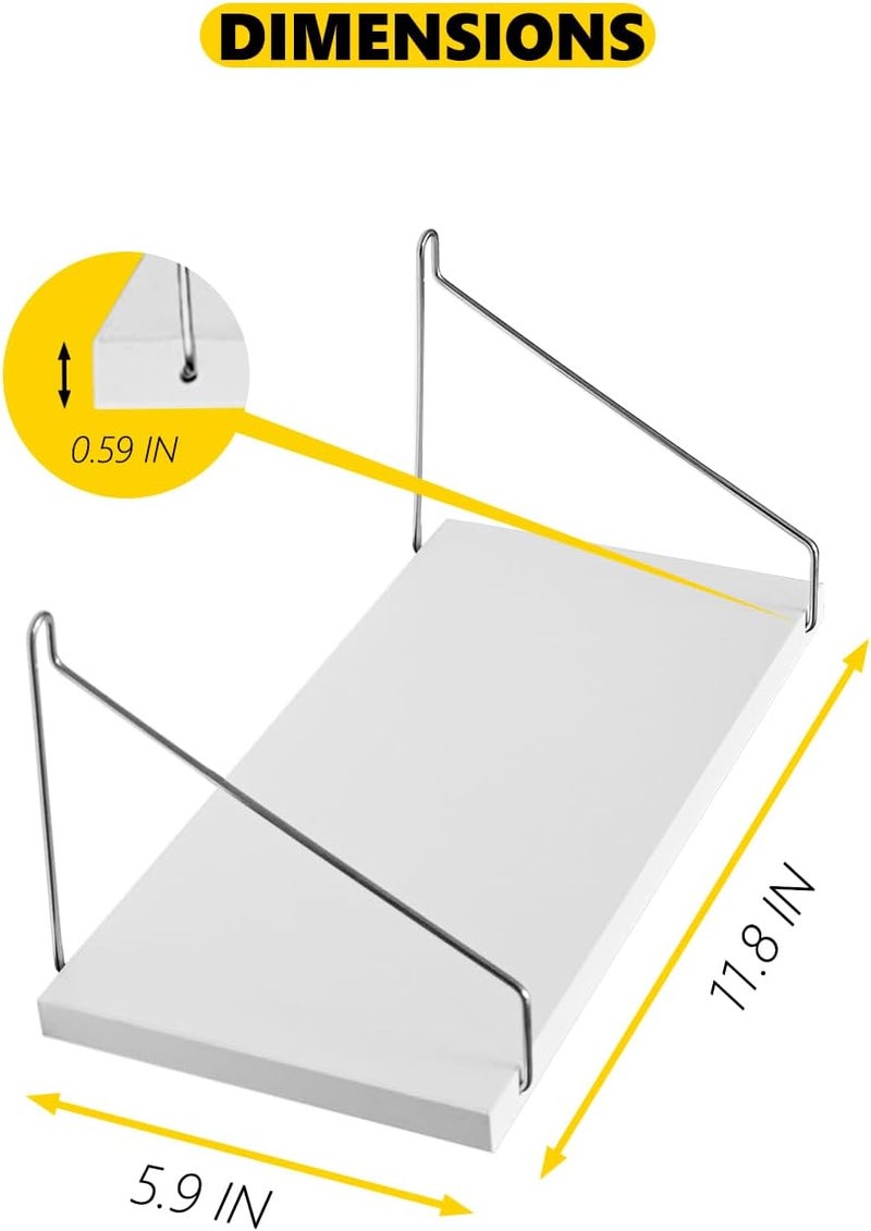 CHONIC Fabric Walls Cubicle Shelf with Hooks, 11.8' Wooden Cubicle Shelves with Hangers, Cubical Accessories for Work, Office Cubicle Wall Decor, Cubicle Decorations for Women Men Desk (1, White) - Image 3